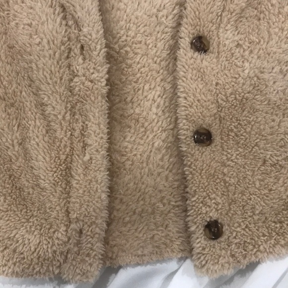 fuzzy tan crop cardigan with buttons - Picture 2 of 8